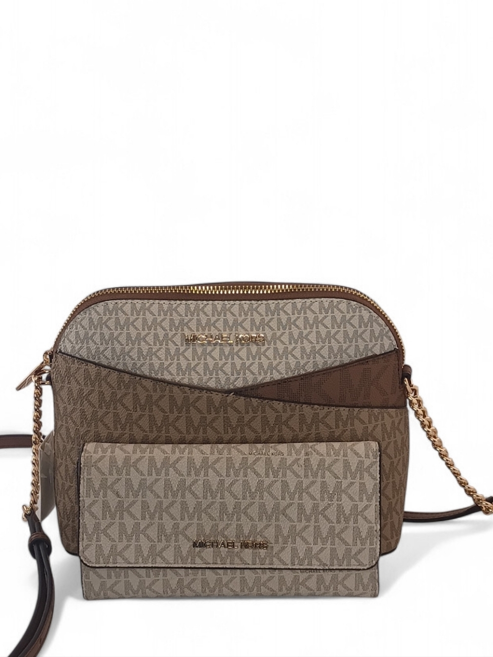 *NWT~ Michael Kors M Camel Mlt Color-Block Sig Logo Crsbdy Bag w/wallet-Jet Set - Picture 2 of 16